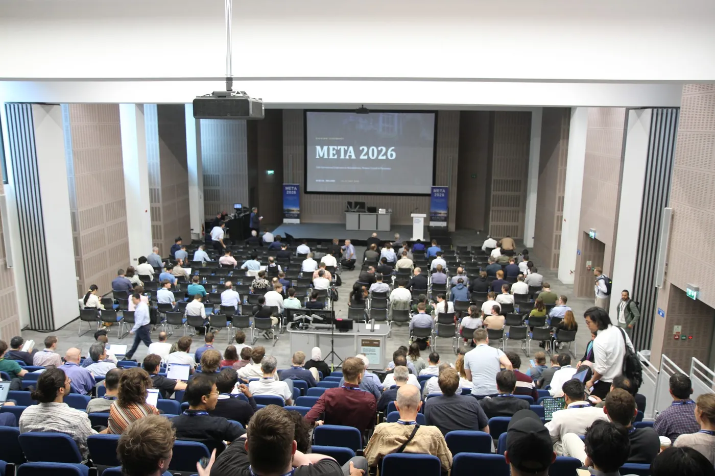 The plenary hall during the opening of META 2026 at Trinity College Dublin